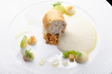 Haute cuisine, Trout fish fillet breaded in herbs and spice