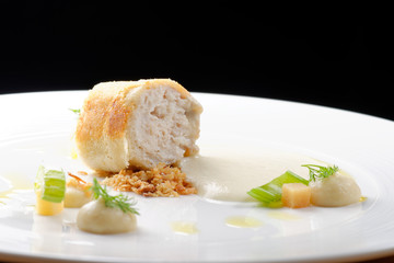 Haute cuisine, Trout fish fillet breaded in herbs and spice