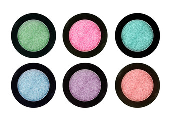 Set of 6 eye shadows isolated on white isolated on white backgro