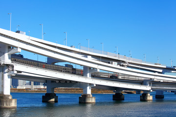 Freeway with sea in Tokyo