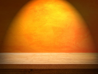 Table on Orange Wall with Light