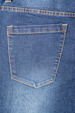 Blue Denim Jeans Pocket Close Up Details