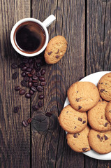 Fototapeta na wymiar Cup of coffee and cookies