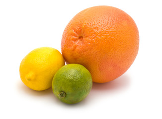 Grapefruit, Lemon and Lime isolated on white