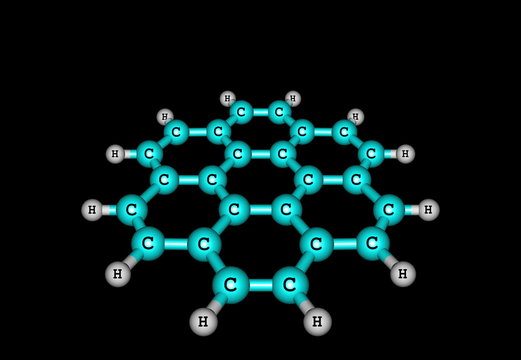 Coronene molecular structure isolated on black
