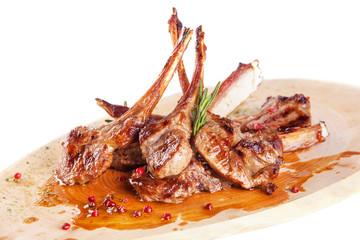 Pork chop on wooden board
