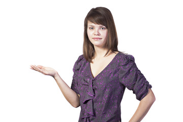 caucasian young woman isolated on a white
