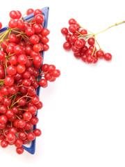 Fresh cranberries in dish isolated on white background