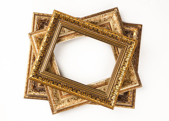 Stack of vintage frame, isolated on white.