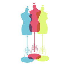 vector vintage tailor's mannequin with size measurements