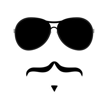 face illustration with mustache vector four