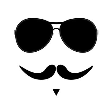 face illustration with mustache vector two