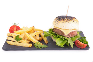 hamburger and french fries