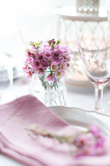 pink flowers on a table