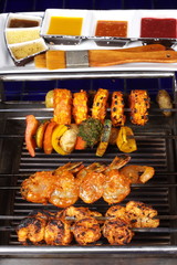 Barbecue Kebab Platter are small pieces of meat on skewers