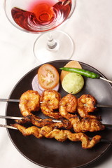 Barbecue Kebab Platter are small pieces of meat on skewers