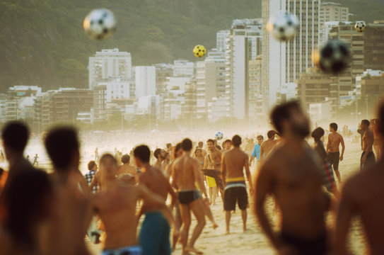 Carioca Brazilians Playing Altinho Futebol Beach Soccer Football