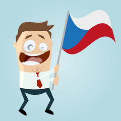 tschechien mann fahne schwenken