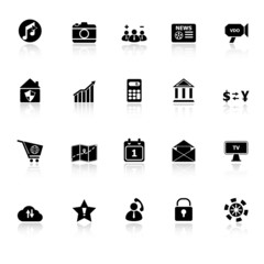 Smart phone icons with reflect on white background