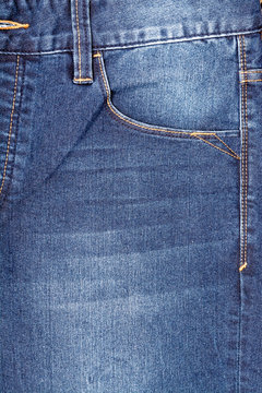 Blue Denim Jeans Pocket Close Up Details