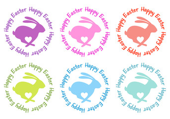 Happy Easter, bunny with heart, vector set