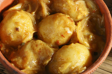 Tamarind Potatoes - Stuffed Potatoes in Tamarind Sauce