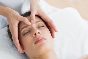 Obraz na płótnie Canvas Beautiful woman having head massage