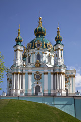 Fototapeta na wymiar Andreevskaya church in Kiev. Ukraine