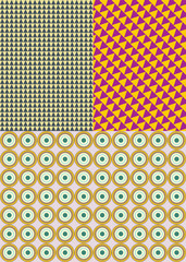 Three abstract geometric patterns