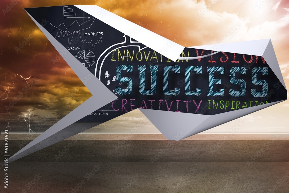 Poster composite image of success plan on abstract screen