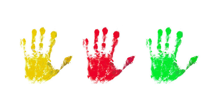 Colorful prints of children hands
