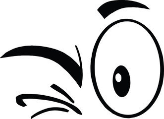 Black And White Winking Cartoon Eyes