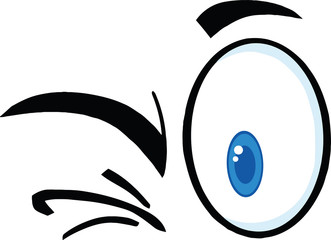 Winking Cartoon Eyes  Illustration Isolated on white
