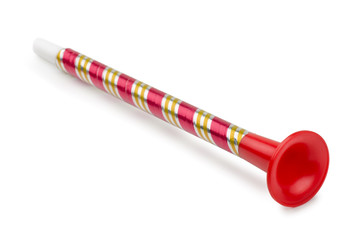 Red plastic toy horn