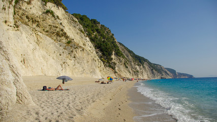 Naklejka premium Egremni beach in Lefkada, Ionion sea, Greece