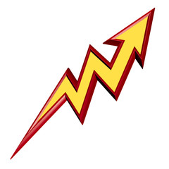 Arrow design growth graph in red and yellow on white