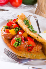 Hungarian goulash with potato pancake