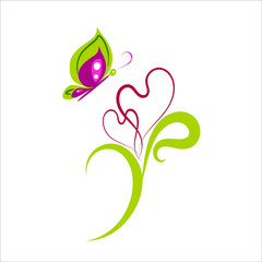 	Valentines day flowers and butterfly.