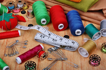 Background with sewing items