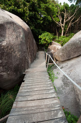 the wooden path to top of mountain, Similan Thailand