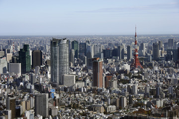 Fototapeta premium Aerial view of Roppongi areas