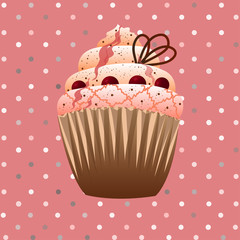 cranberries cupcake on the pink background