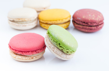 colorful macaroon on white background
