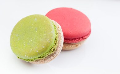 colorful macaroon on white background