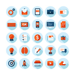 Set of flat icons for business, web design and marketing