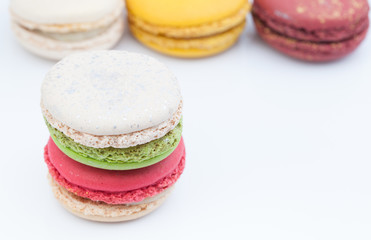 colorful macaroon on white background