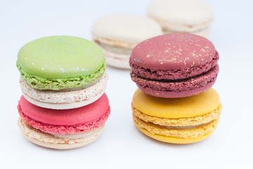 colorful macaroon on white background