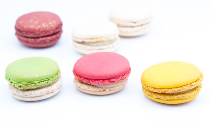 colorful macaroon on white background