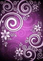 Abstract purple vector floral illustration.
