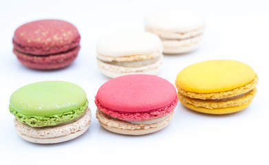 colorful macaroon on white background
